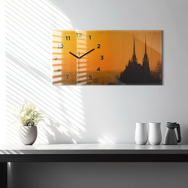 Horizontal wall clock View of the Brno Cathedral