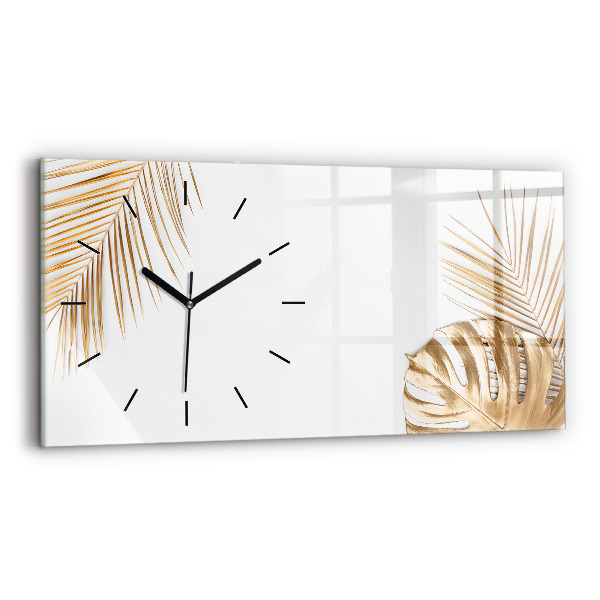 Horizontal wall clock Tropical leaves