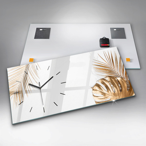 Horizontal wall clock Tropical leaves