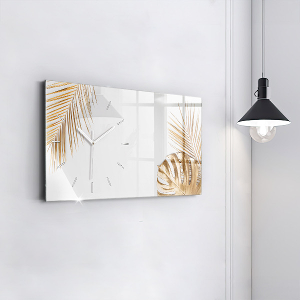 Horizontal wall clock Tropical leaves