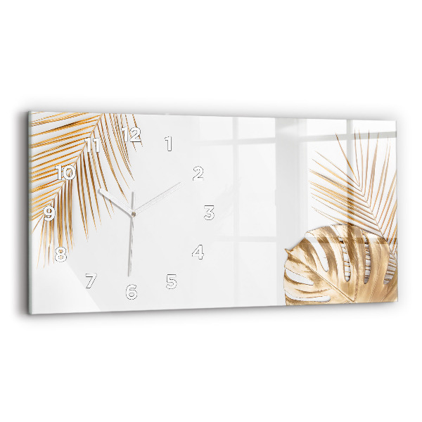 Horizontal wall clock Tropical leaves
