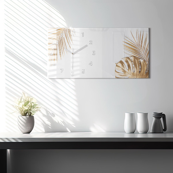 Horizontal wall clock Tropical leaves