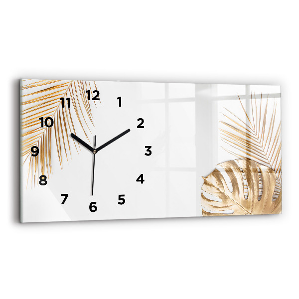 Horizontal wall clock Tropical leaves
