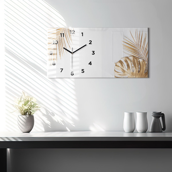 Horizontal wall clock Tropical leaves