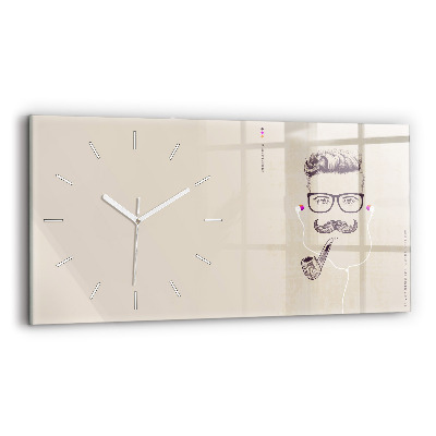 Horizontal wall clock Man with a pipe