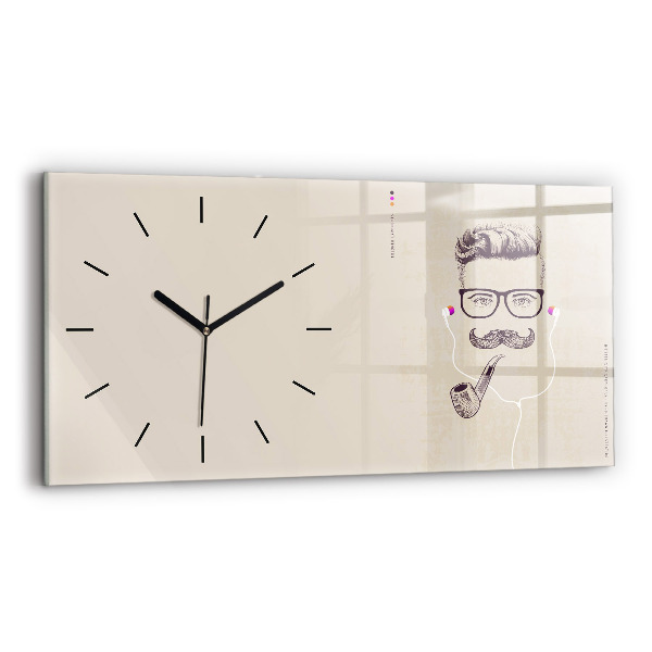 Horizontal wall clock Man with a pipe