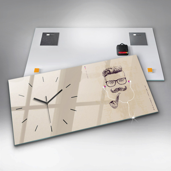 Horizontal wall clock Man with a pipe