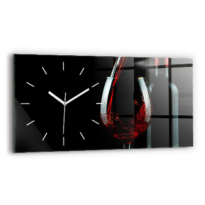 Horizontal wall clock A bottle of wine