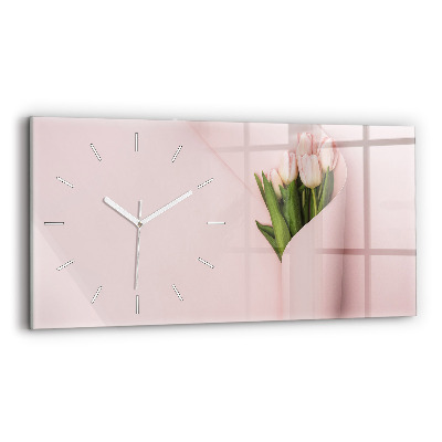 Horizontal wall clock A bouquet of flowers