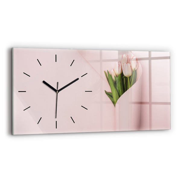 Horizontal wall clock A bouquet of flowers