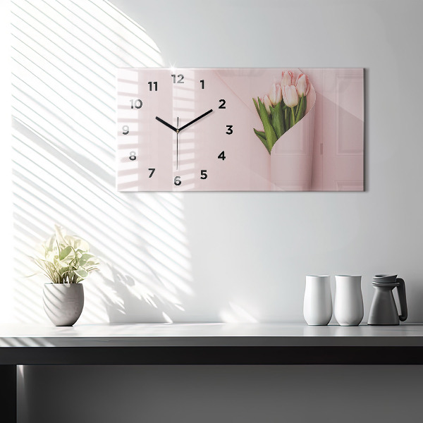 Horizontal wall clock A bouquet of flowers