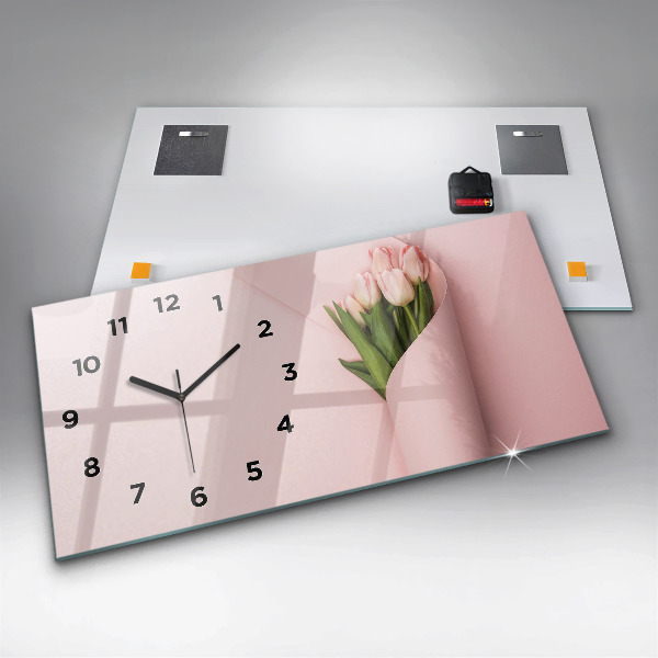 Horizontal wall clock A bouquet of flowers