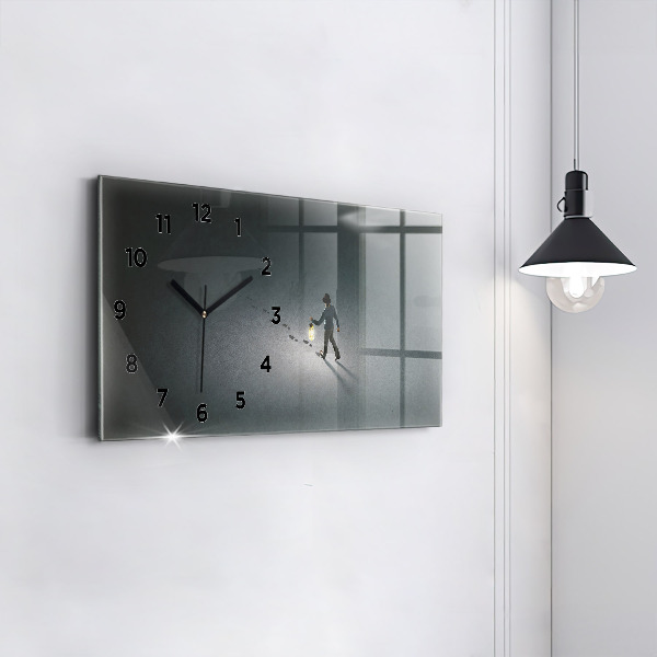 Horizontal wall clock Wanderer in the Dark