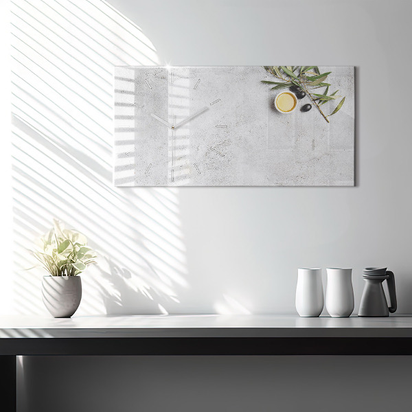 Horizontal wall clock Minimalist olives