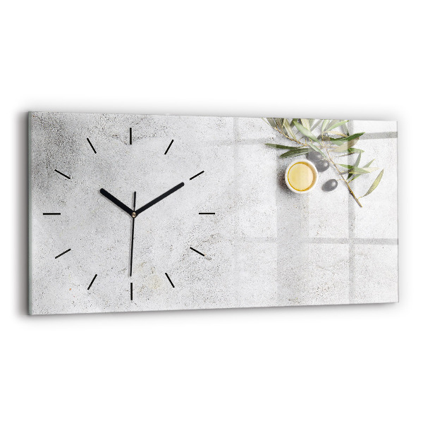 Horizontal wall clock Minimalist olives