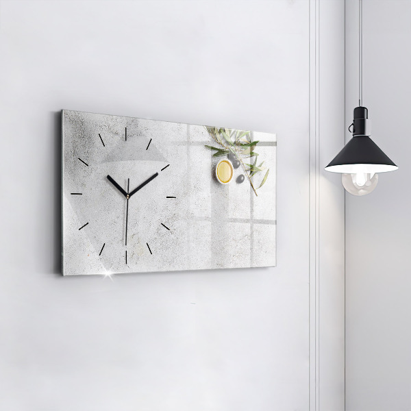 Horizontal wall clock Minimalist olives
