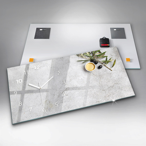 Horizontal wall clock Minimalist olives