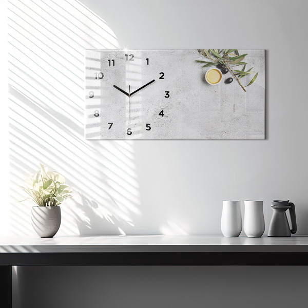 Horizontal wall clock Minimalist olives