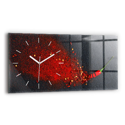 Horizontal wall clock Red spice