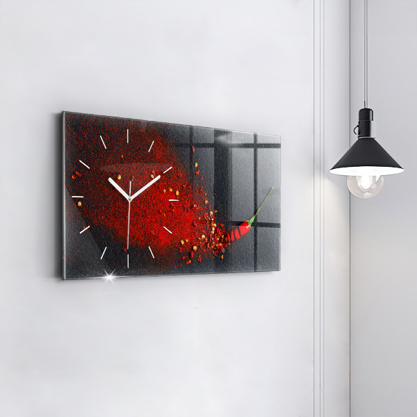Horizontal wall clock Red spice