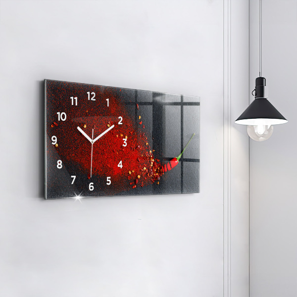 Horizontal wall clock Red spice