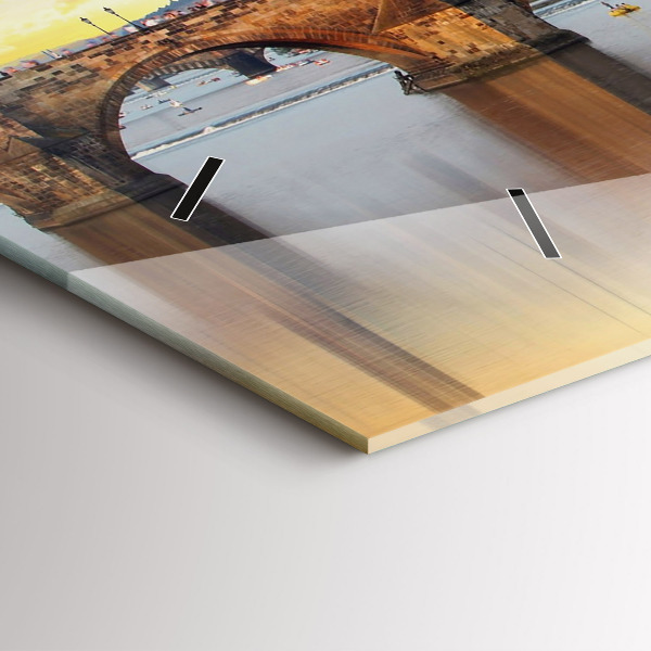 Horizontal wall clock Panorama over the river