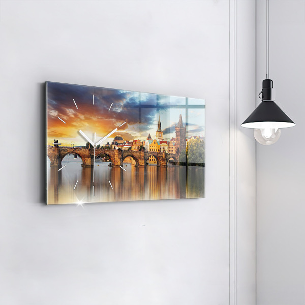 Horizontal wall clock Panorama over the river