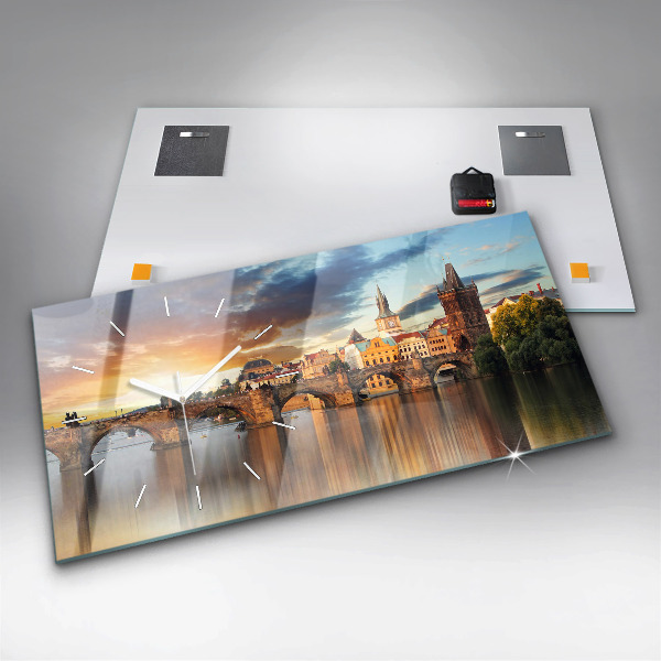 Horizontal wall clock Panorama over the river