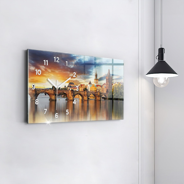 Horizontal wall clock Panorama over the river