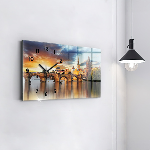 Horizontal wall clock Panorama over the river