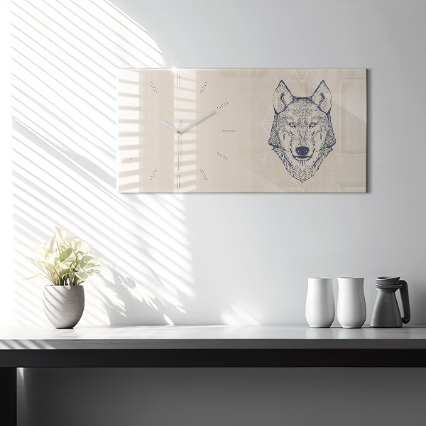 Horizontal wall clock Wolf head