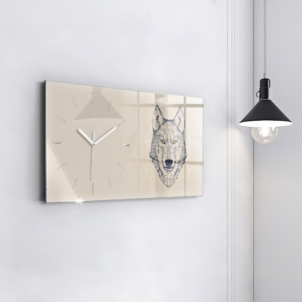 Horizontal wall clock Wolf head