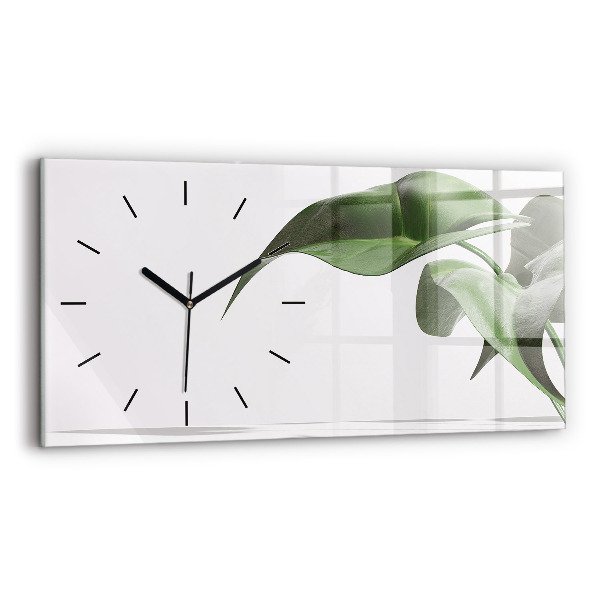 Horizontal wall clock Abstract leaves