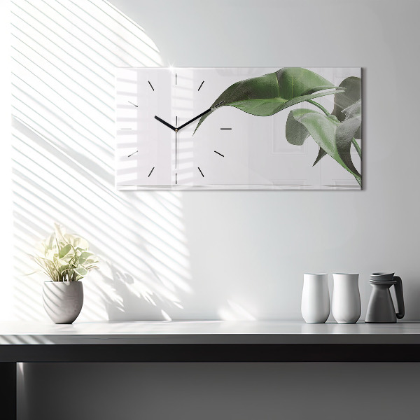 Horizontal wall clock Abstract leaves