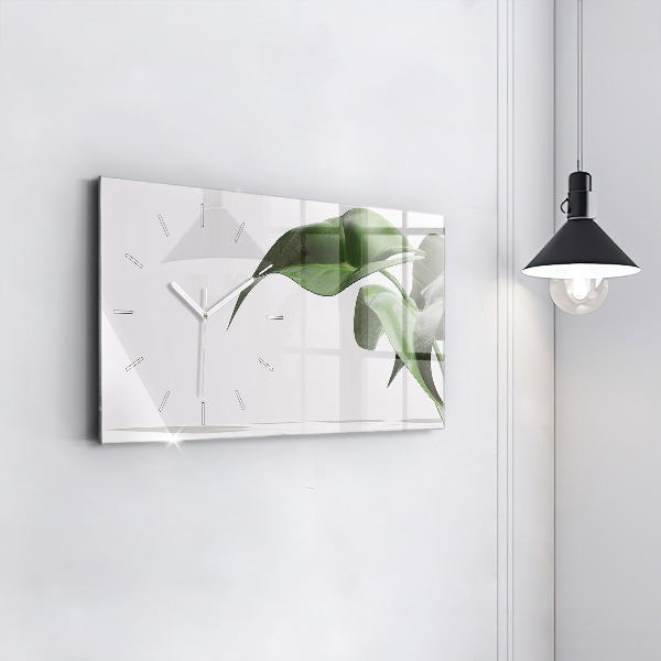 Horizontal wall clock Abstract leaves