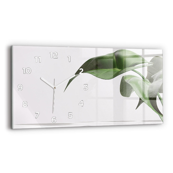 Horizontal wall clock Abstract leaves