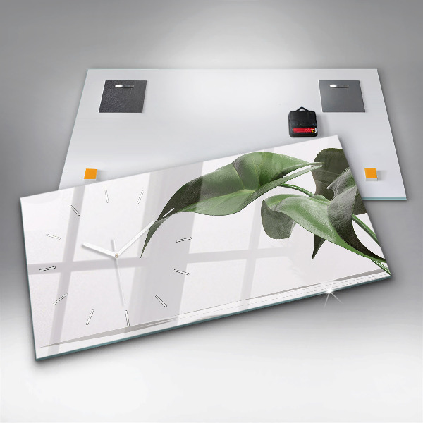 Horizontal wall clock Abstract leaves