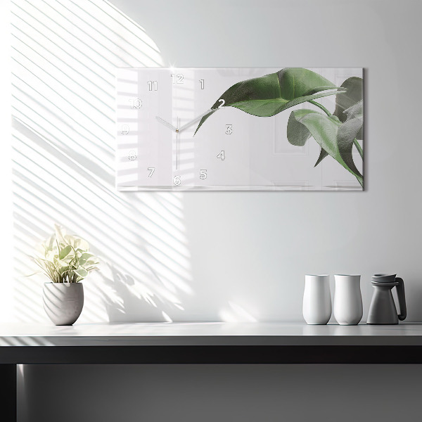 Horizontal wall clock Abstract leaves