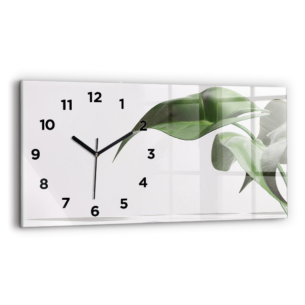 Horizontal wall clock Abstract leaves