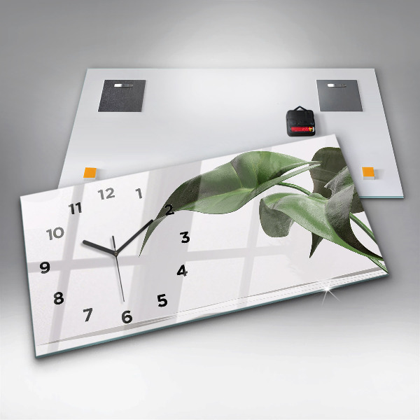 Horizontal wall clock Abstract leaves