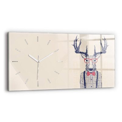 Horizontal wall clock Deer in a shirt