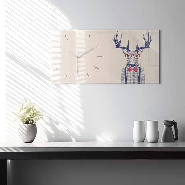 Horizontal wall clock Deer in a shirt