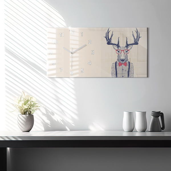 Horizontal wall clock Deer in a shirt