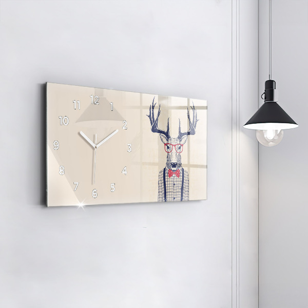 Horizontal wall clock Deer in a shirt