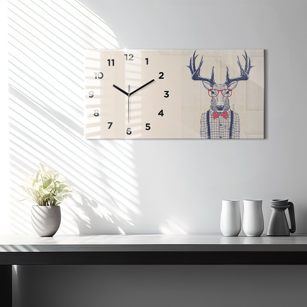 Horizontal wall clock Deer in a shirt