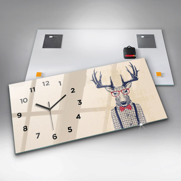 Horizontal wall clock Deer in a shirt