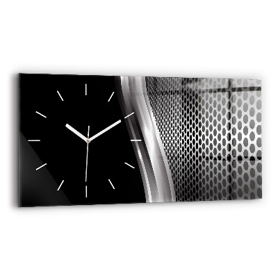 Horizontal wall clock Black metal abstraction