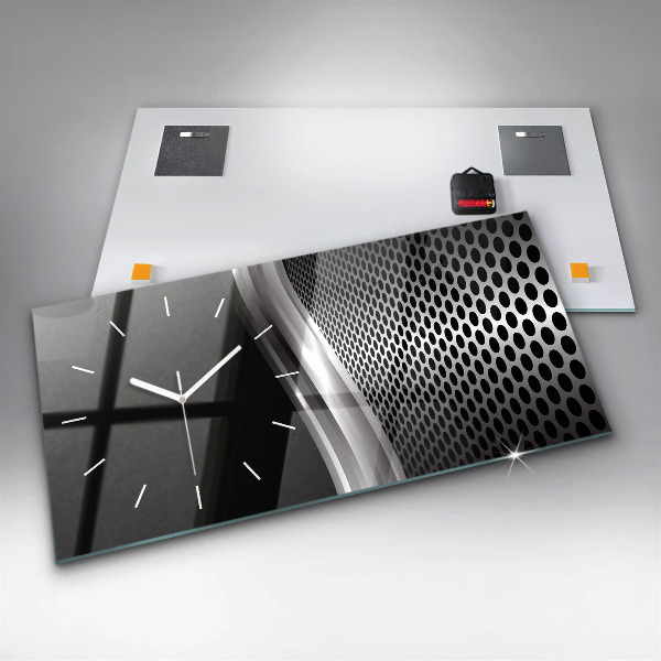 Horizontal wall clock Black metal abstraction