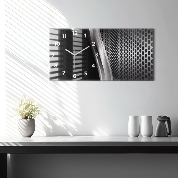 Horizontal wall clock Black metal abstraction