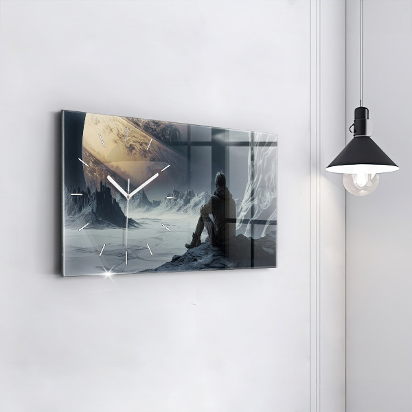 Horizontal wall clock Man Space Planet